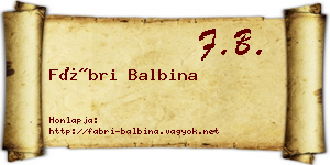 Fábri Balbina névjegykártya